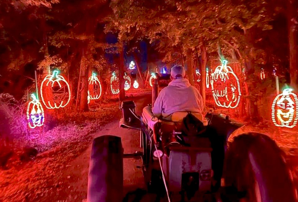 Take a hayride through the woods at Shady Brook Farm's Eerie Illuminations. Photo courtesy of the farms