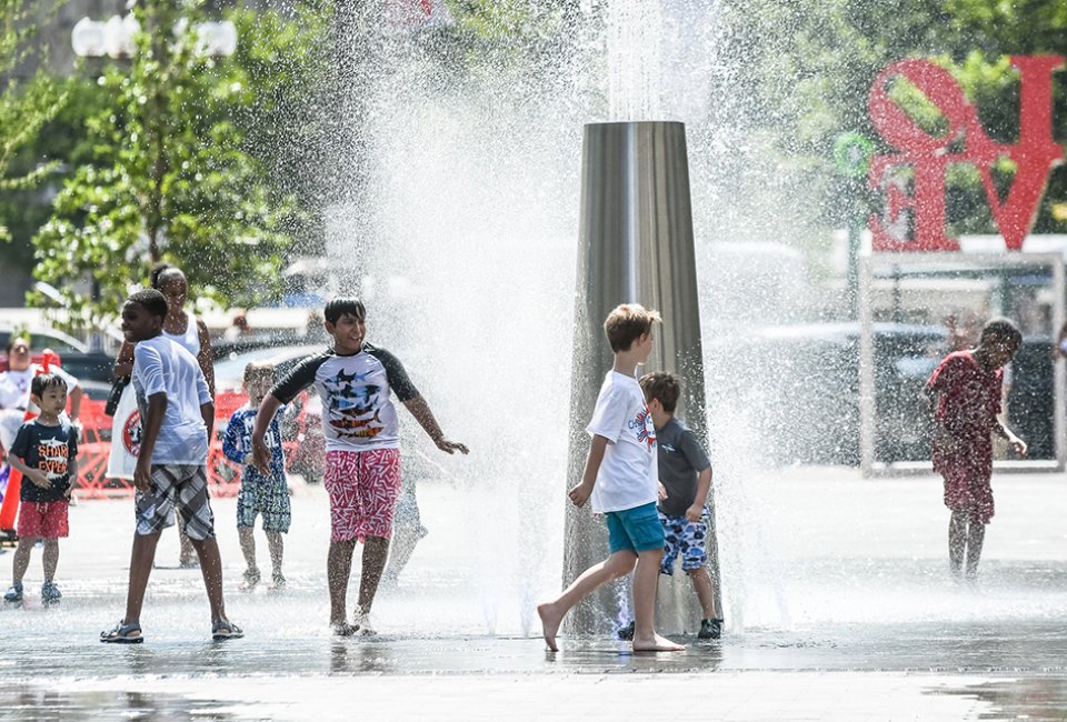 Don't sweat the heat! Visit one of the city’s sprinkler parks or spraygrounds. Photo courtesy of Philadelphia Parks & Recreation 