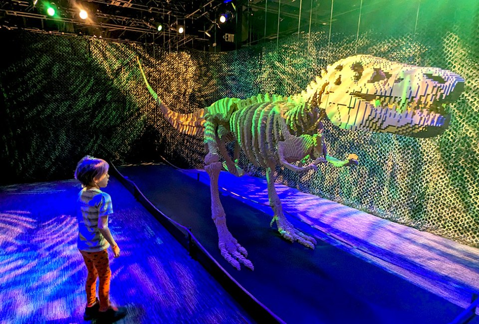 The largest piece of the exhibit, this dinosaur was made of over 80,000 bricks!