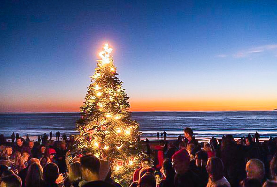 Christmas tree lightings on the beach are a beautiful sight. Photo courtesy of Visit Newport Beach