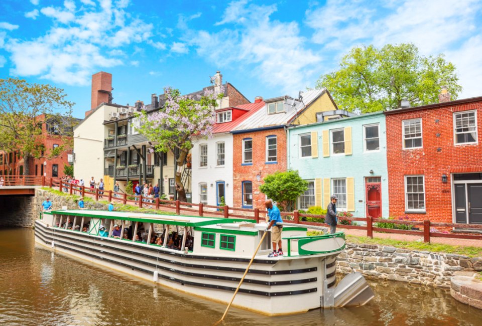 Float along the C&O Canal on a charming canal boat. Photo courtesy of Georgetown DC