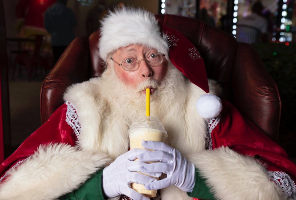 Take a photo with Santa then enjoy a frosty treat at Christmas at Larry's Ice Cream & Cafe. Photo courtesy of Larry's