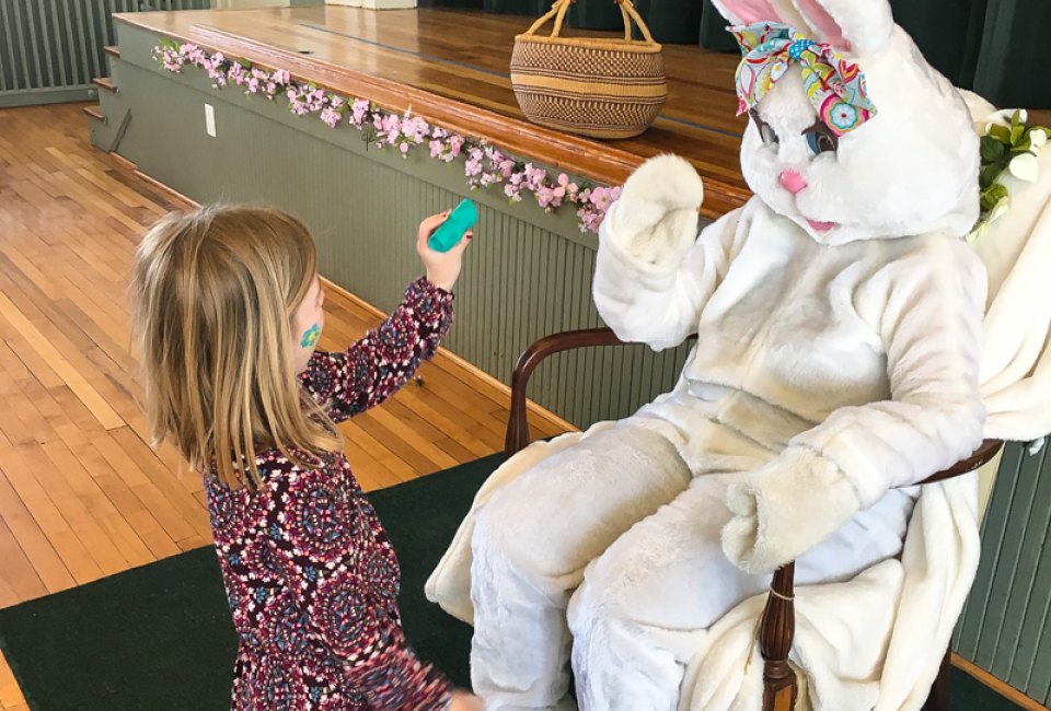 Breakfast tastes better when the Easter Bunny is there! Photo courtesy of Lucketts Community Center