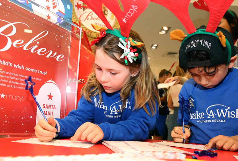 Support the work of the Make-A-Wish Foundation by having your child write a letter to Santa and deliver it to the mailbox in Santaland. For every letter Macy's receives, the company will donate $1 to Make-A-Wish. Photo courtesy of Macy's