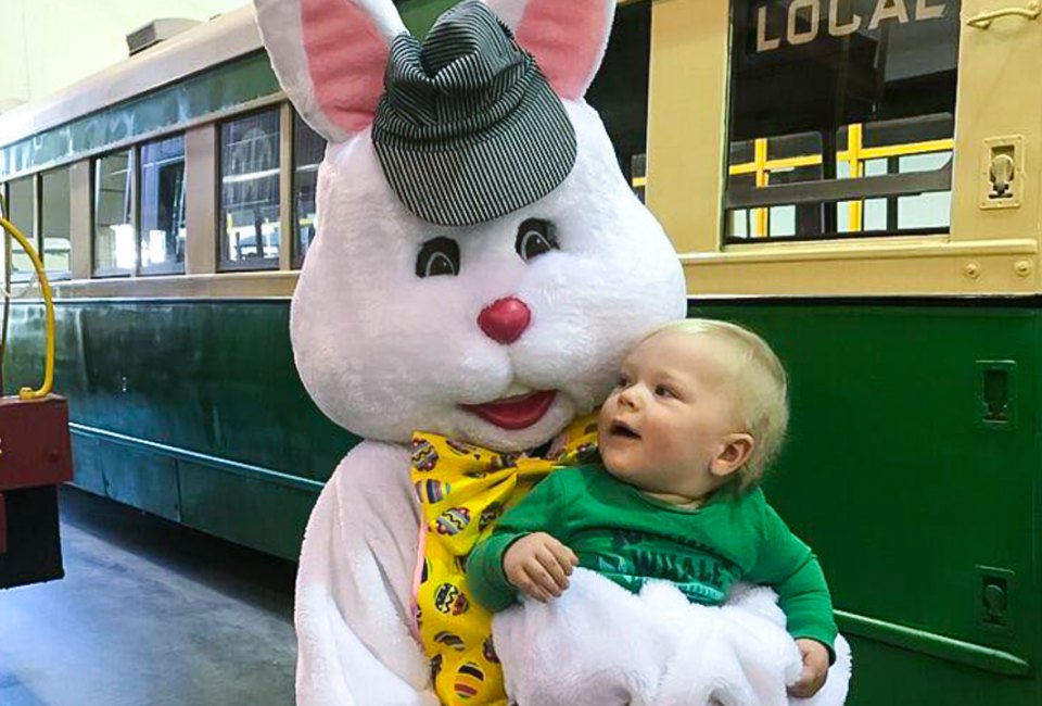 Take a trolley ride with the Easter Bunny in East Windsor for some springtime fun! Photo courtesy of the Connecticut Trolley Museum