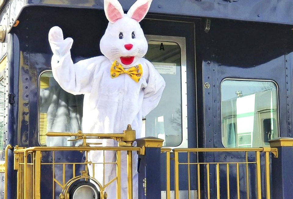 All aboard for train rides with the Easter Bunny, as well as Easter brunches and pictures with the Easter Bunny in Connecticut. Photo courtesy of the Essex Steam Train