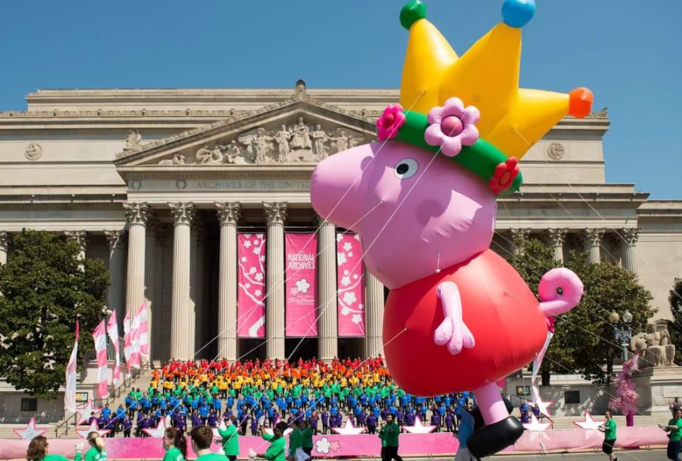 23 Best Things to Do in DC April 2023 with Kids Peppa Pig makes an appearance at the National Cherry Blossom Festival Parade. Photo courtesy of the National Cherry Blossom Festival