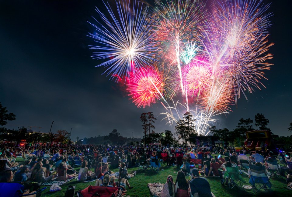 Celebrate the Fourth of July with fireworks in Houston. Photo courtesy of the Woodlands Township