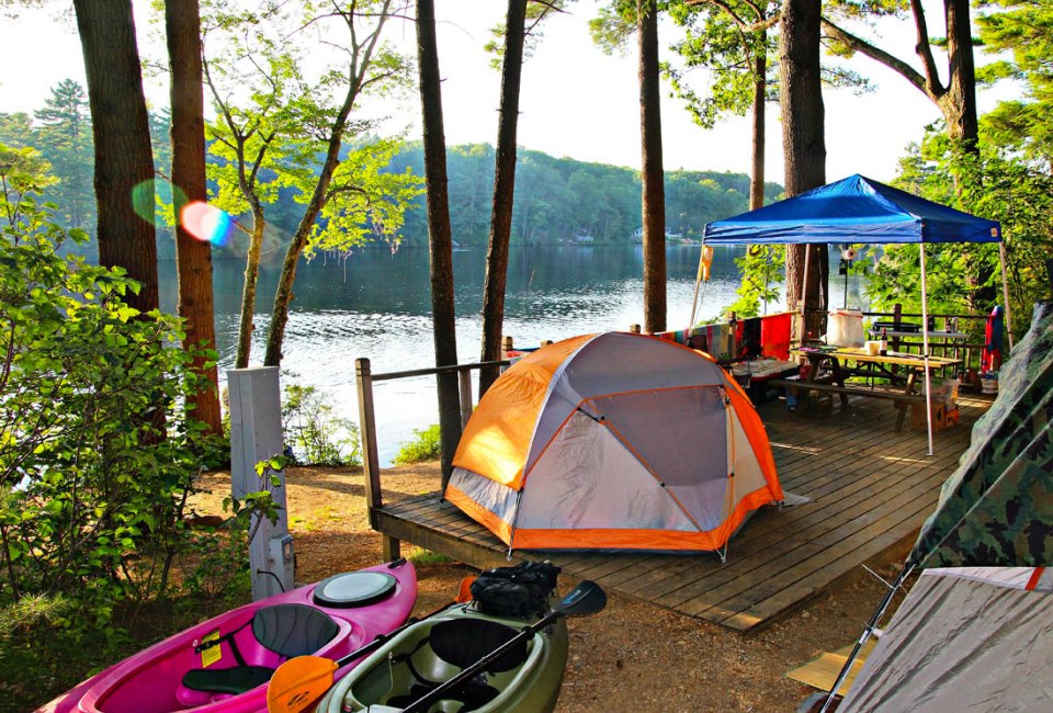 Families can enjoy outdoor fun and connect with nature at these top New England camping spots! Photo courtesy of the Pine Acres Family Resort in Oakham, Massachusetts