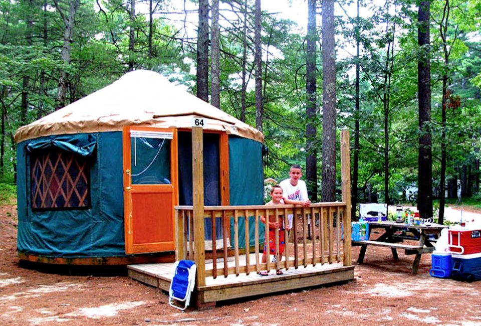 Camp in comfort in a yurt at Pinewood Lodge. Photo courtesy of the campground