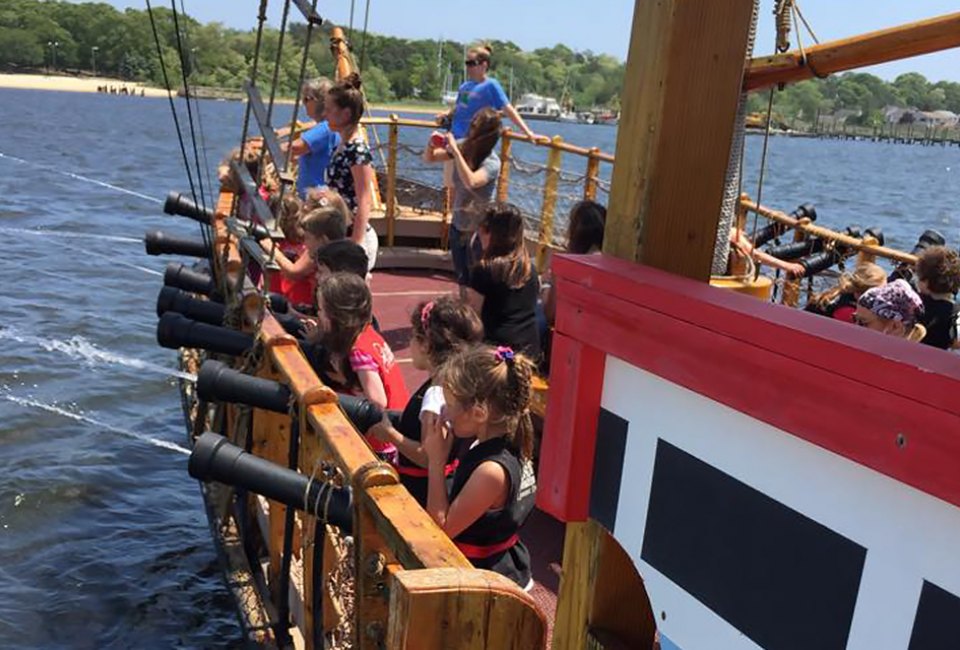 Young pirates can search for treasure aboard the Sea Gypsy on the Metedeconk River. Photo courtesy of the Jersey Shore Pirates