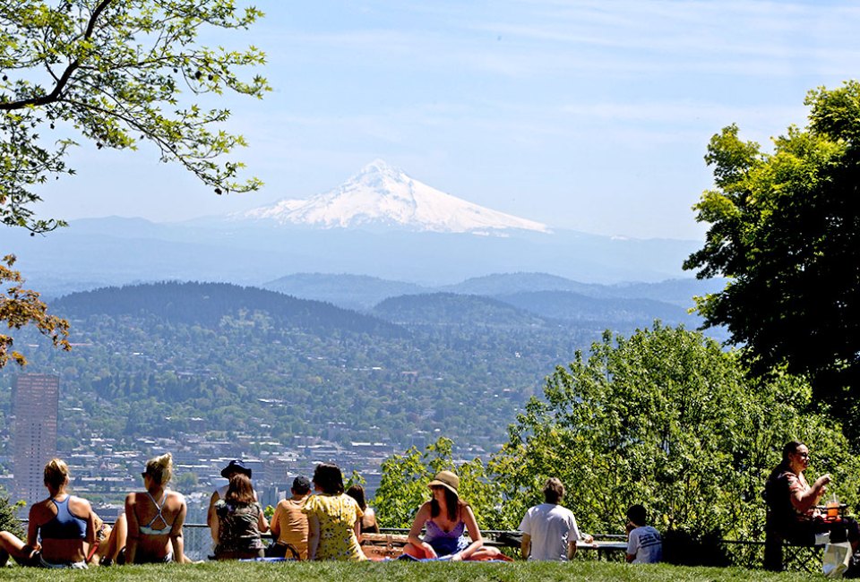 Enjoy the view of Mt. Hood from Pittock Mansion. Photo by Jamie Francis/Travel Portland