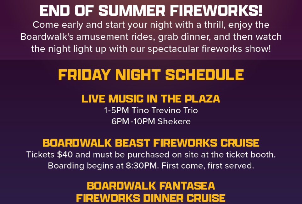 End of Summer Fireworks at Kemah Boardwalk