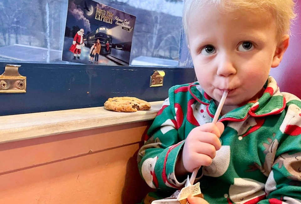 Enjoy milk and cookies and meet Santa aboard the Potomac Eagle Scenic Railroad's North Pole Express.  Photo by Kimberly Byard.