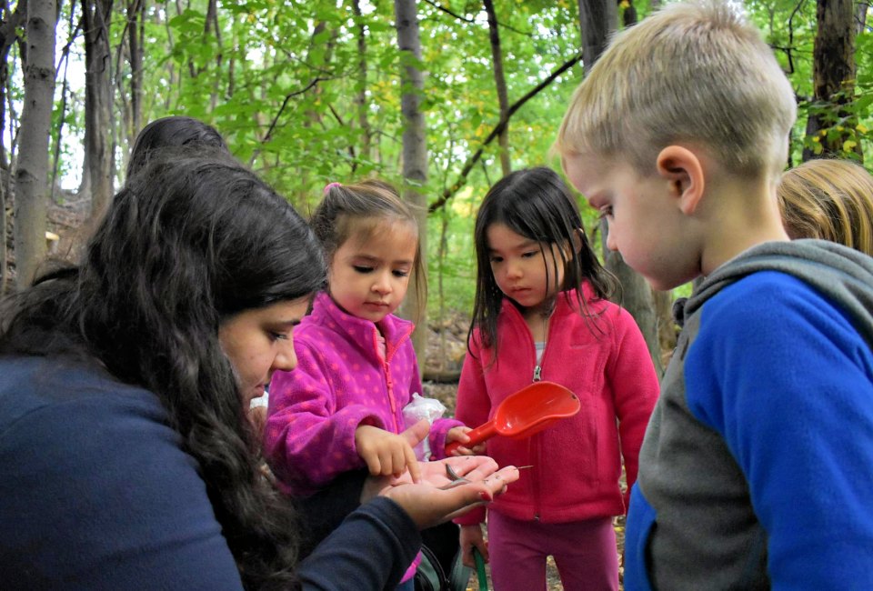 Kids see forest life firsthand at Puddlestompers. Photo courtesy of the program