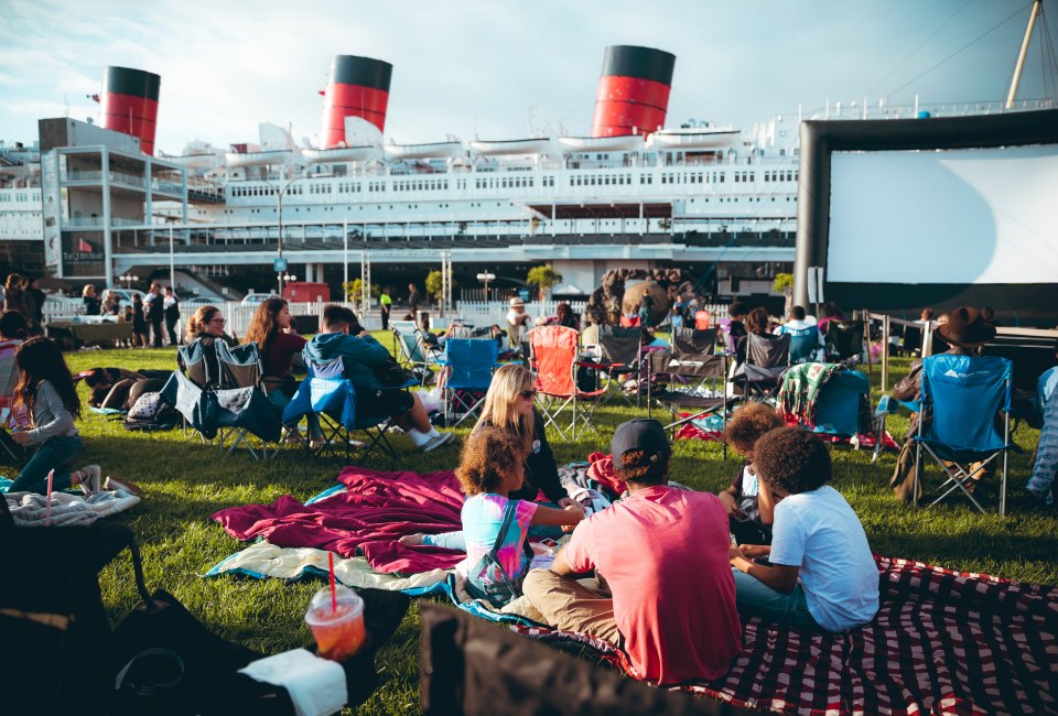 Enjoy summer movies with the majestic Queen Mary as the backdrop. Photo courtesy of The Queen Mary