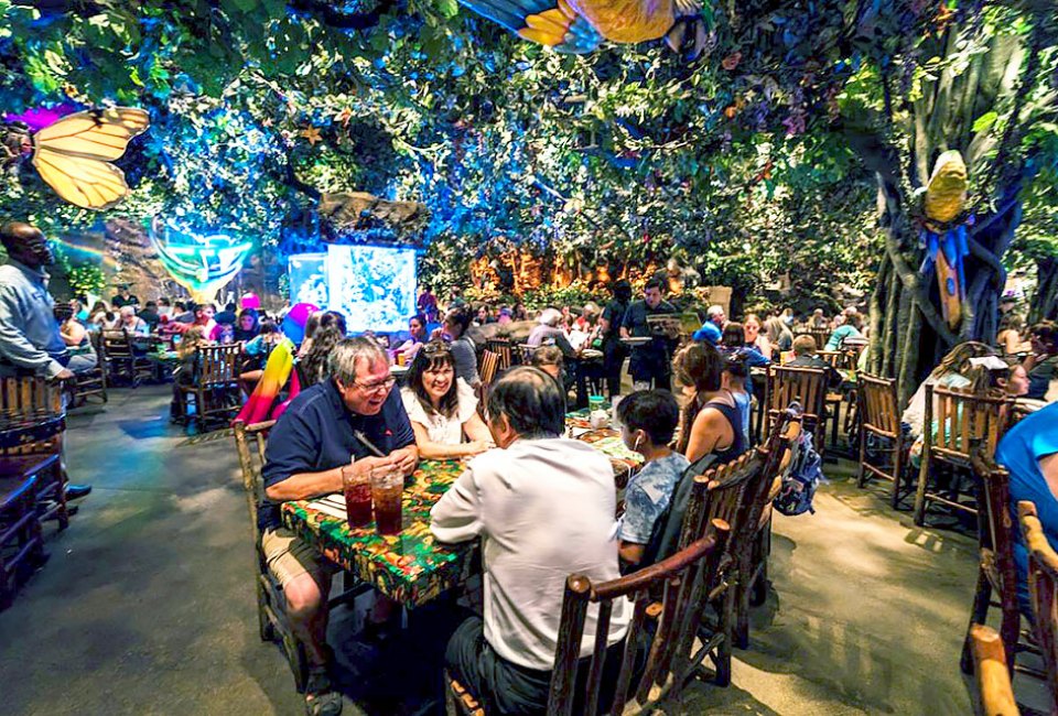 The Rainforest Cafe has two family-friendly restaurants in New Jersey. A meal out here is part adventure, part restaurant.