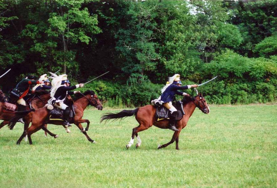 Watch the colonial militia in action at the Revolutionary War & Burning of Bedford Re-enactment . Photo courtesy of the Bedford Historical Societyy of the 