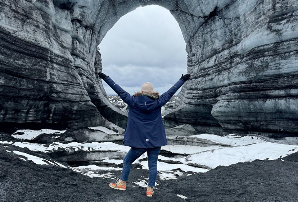 Adventurous families can visit a glacier, explore an ice cave, walk on a black-sand beach, or hike up a volcano.