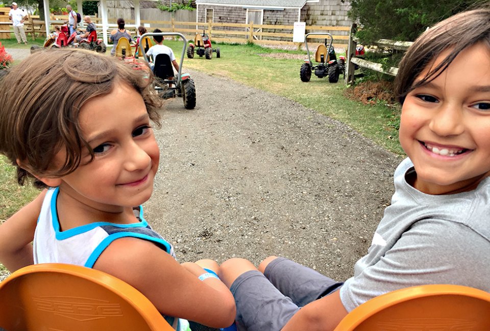 Ride the pedal karts at Harbes Family Farm. 