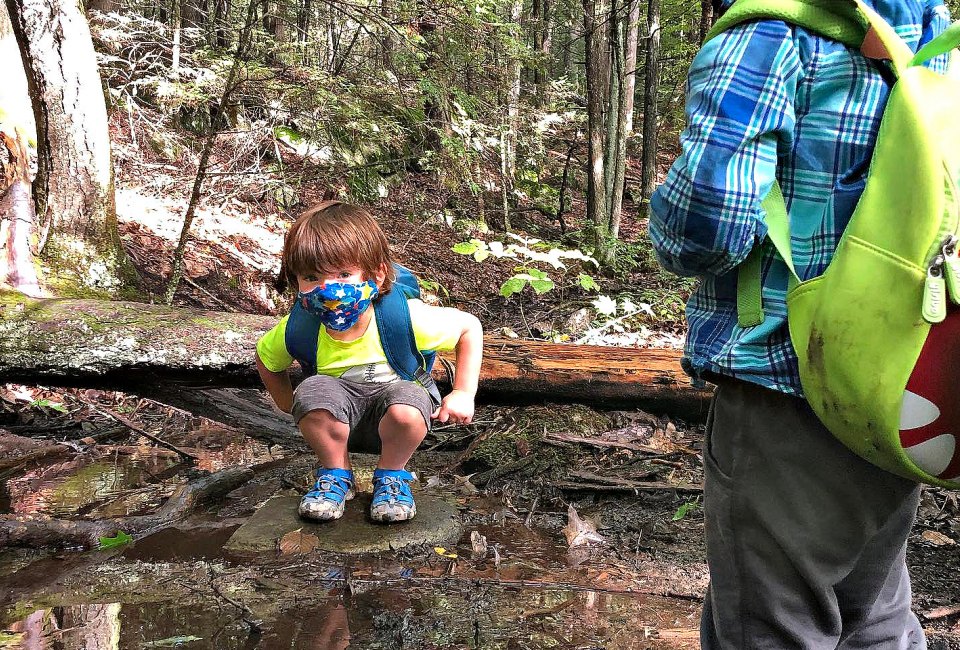 Young hikes can tackle these short nature walks. Photo courtesy of Roaring Brook Nature Center