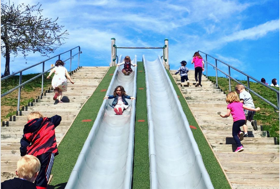 Robbins Farm Park's side-by-side slides are a major draw.