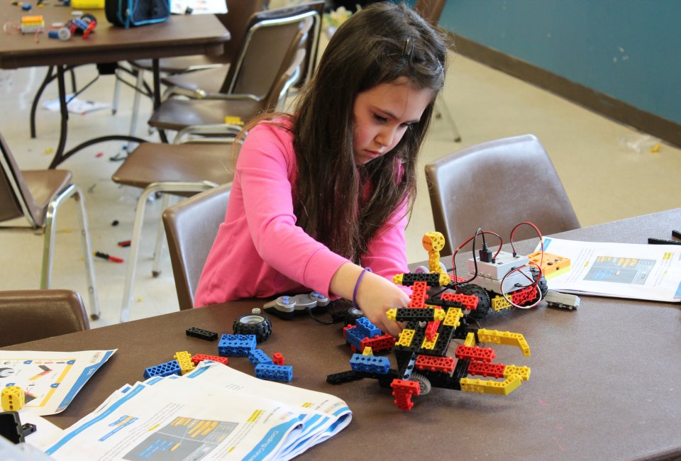 In RoboThink classes, kids learn to build and code robots. Photo courtesy of RoboThink