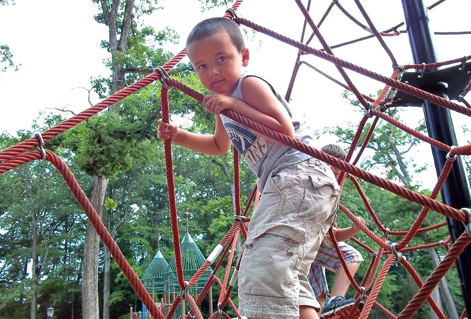 The rope climber is just one of the fun features at Rockwell Park. Photo courtesy of Bristol Parks and Recreation/Facebook