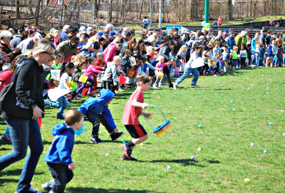 Hop to it at the Roslindale Village Main Street Egg Hunt. Photo by Bruce Spero courtesy of Roslindale Village Main Street