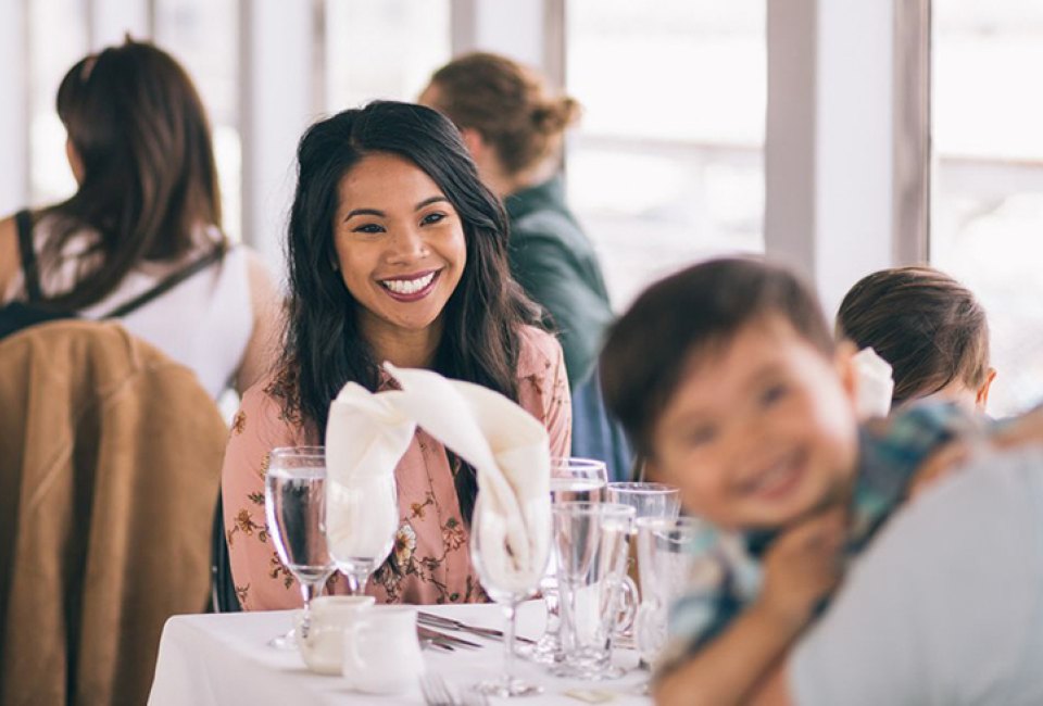 Take mom for a unique brunch in Boston Harbor with a cruise! Mother's Day Brunch photo courtesy of City Cruises.