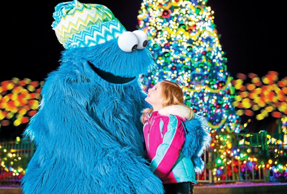 Cookie Monster helps make it a very furry Christmas. Photo courtesy of Sesame Place