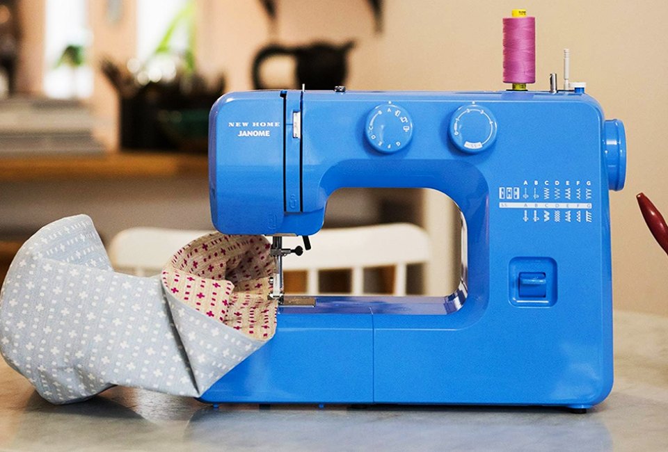 The Janome Blue Couture Easy-to-Use Sewing Machine is a great first sewing machine for kids. 