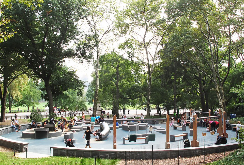 Many cool playgrounds in Central Park are shaded by tall trees. Photo courtesy of Central Park Conservancy