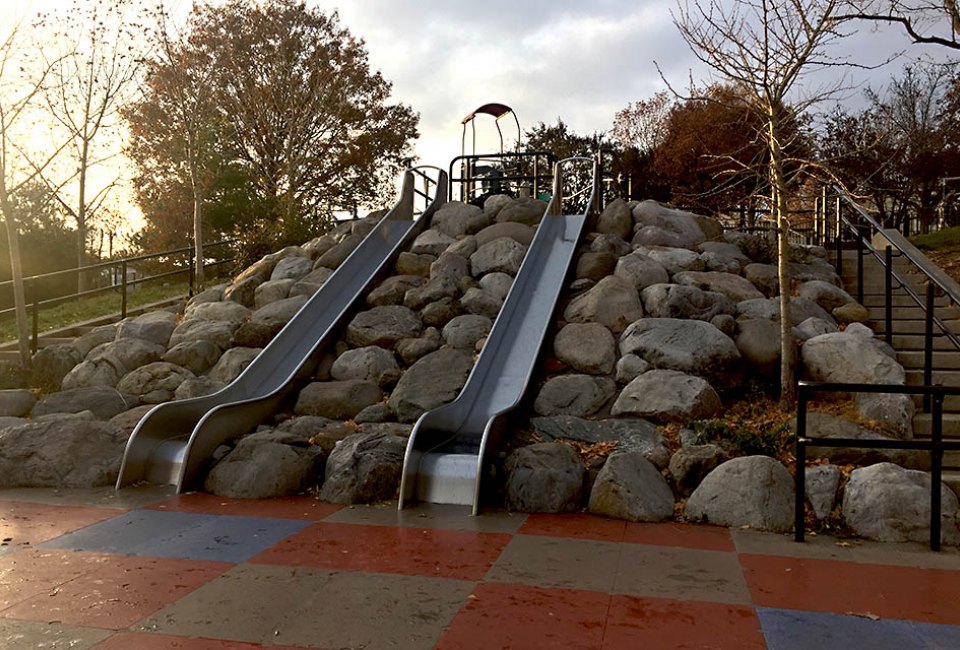 Catch some speed on the massive slides at Lieutenant John H. Martinson Playground.