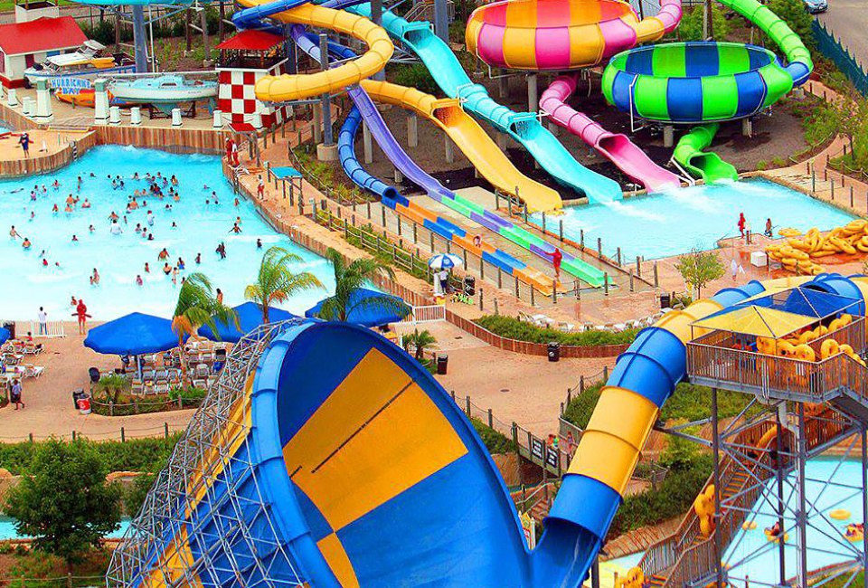 The slides at Six Flags Hurricane Harbor New Jersey keep everyone cool.