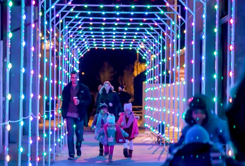 This Thanksgiving weekend, take a walk through the light tunnel at Skylands Stadium. Photo courtesy of Skylands Stadium