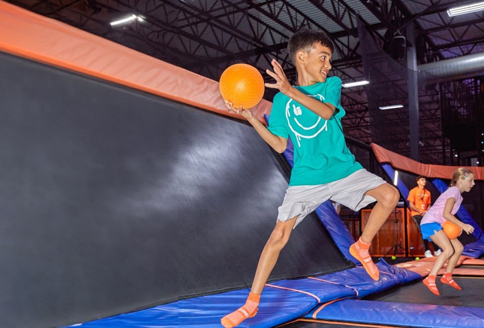 Dodgeball takes on new dimensions when played on a trampoline. Photo courtesy of Sky Zone Trampoline Park