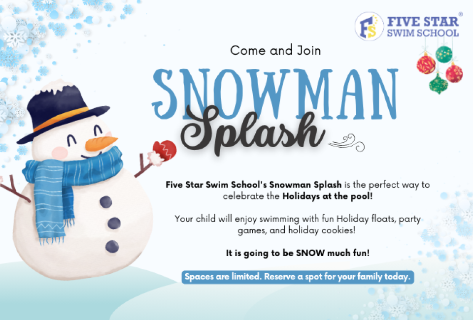 Snowman Splash - Holiday Party at Five Star Swim School Princeton