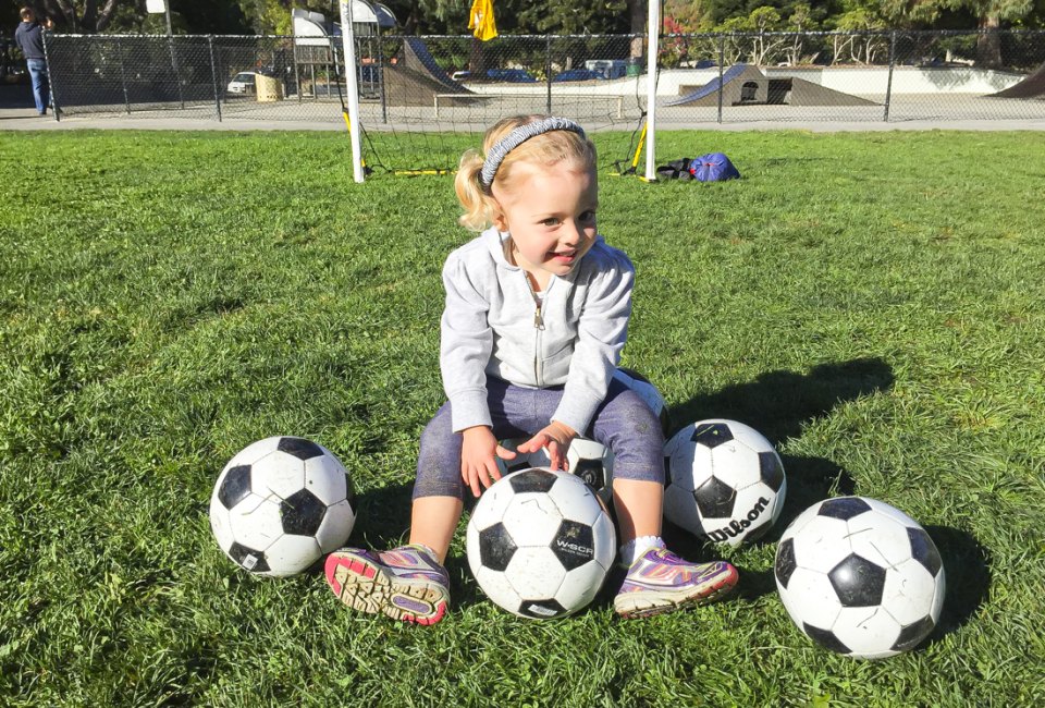 Kids as young as 18 months can get kicking. Photo courtesy of Soccer Kiddos