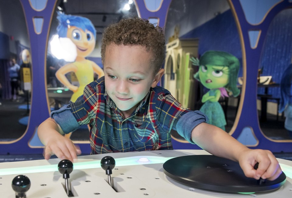 Kids will love the familiar faces in the new temporary exhibit, Emotions at Play, based on Pixar's film, Inside Out.  Photo courtesy of the Museum