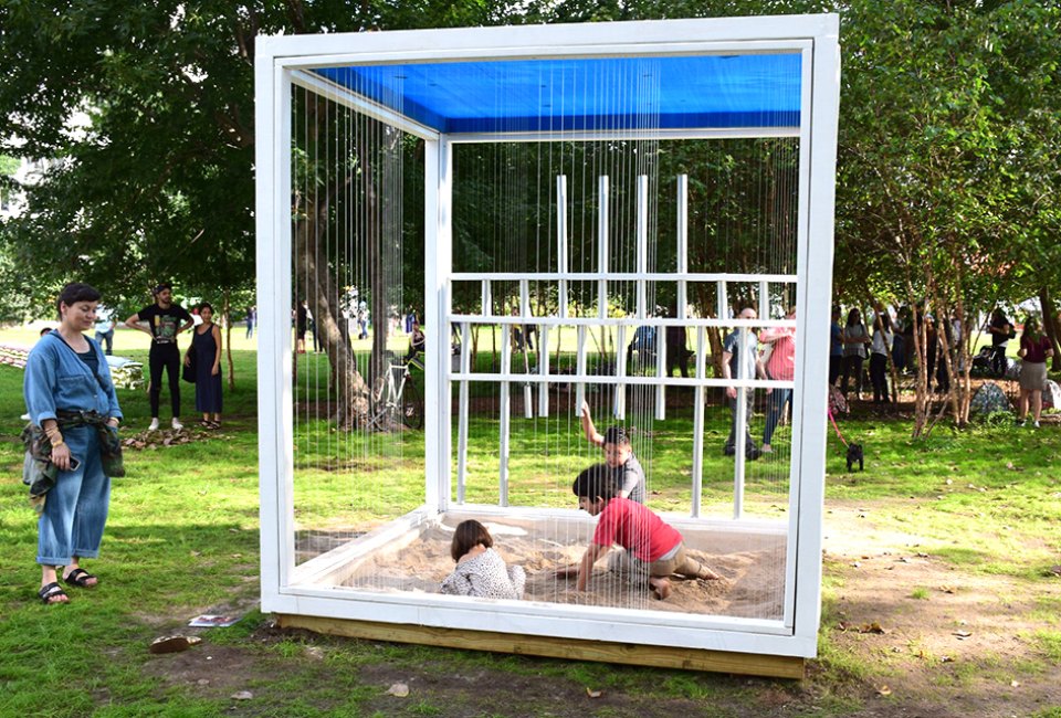 Socrates Sculpture Park is home to incredible, interactive public art like the multi-sensory Lionel Cruet’s Reverb Space. Photo by Scott Lynch and Sara Morgan