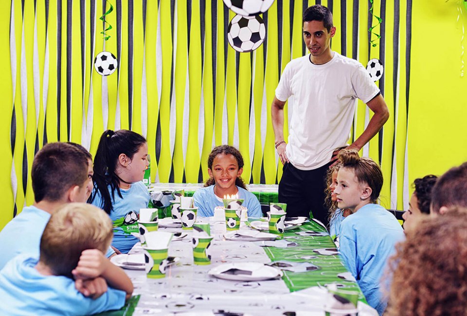 After an hour of intense fun on the fields, kids can chill out with drinks and cake at Sofive Soccer Center. Photo courtesy of the venue