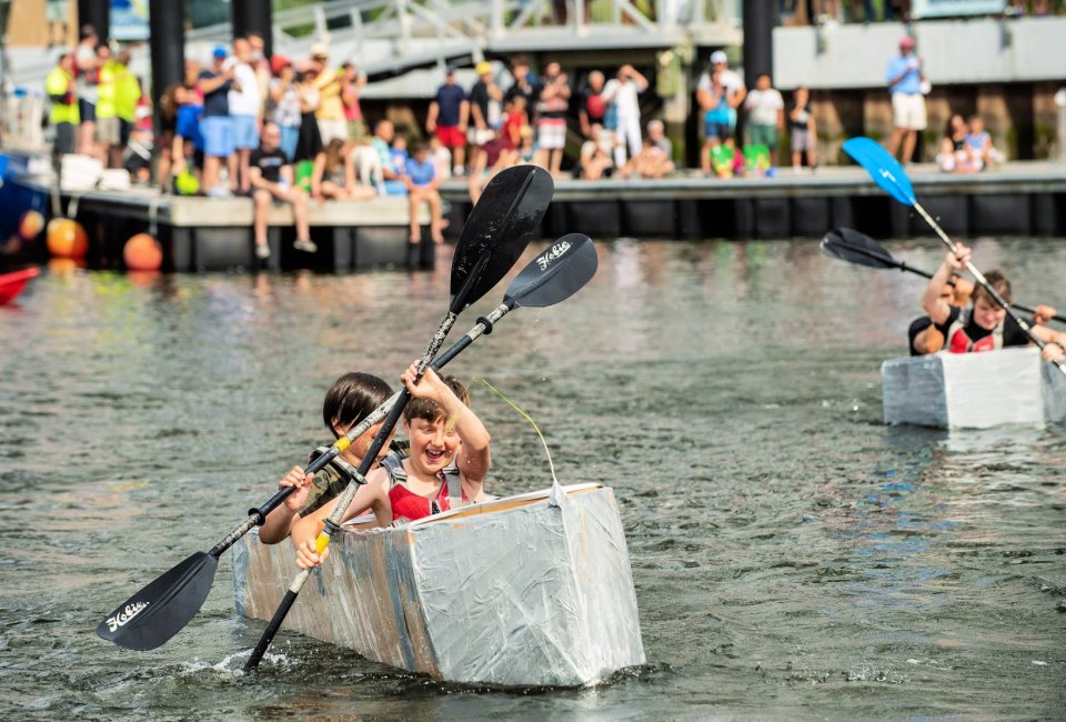 Check out the cardboard boat racers at SoundWaters HarborFest. Photo by Michael Bagley