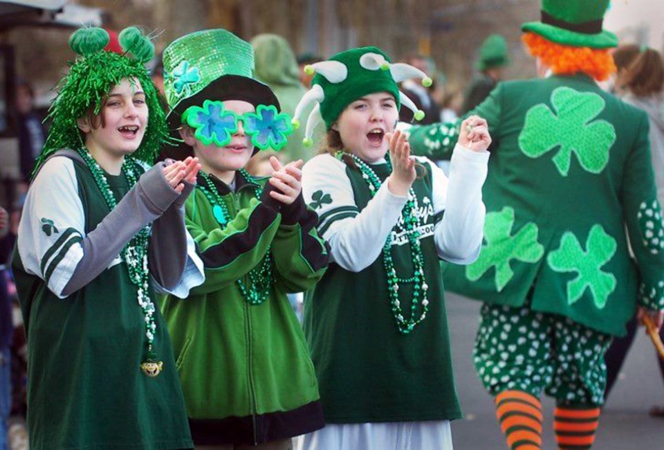 Revelers at the annual Bucks County St. Patrick's Day Parade. Photo courtesy of Visit Bucks County via Philly Burbs