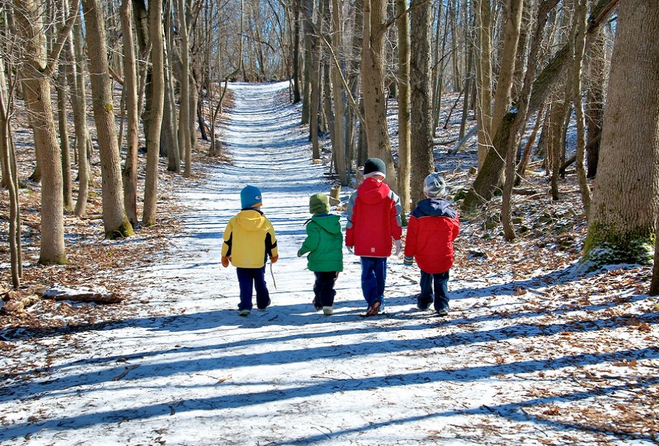 Kids can stretch their legs on a scavenger hunt on the trails around Stevens-Coolidge Place. Photo courtesy of The Trustees