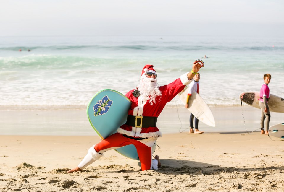 Surfing Santa Competition. Photo by Pacific Dream Photography courtesy of Surfers Healing