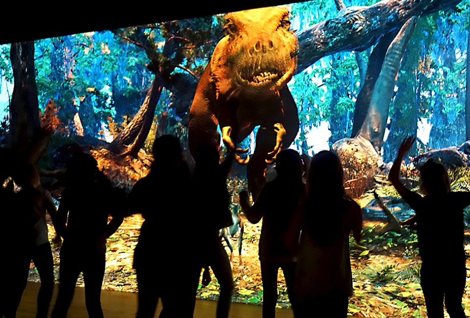 T. rex comes straight at you in this interactive exhibit at the American Museum of Natural History