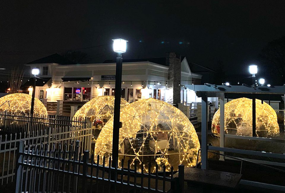 Igloos provide safe outdoor dining at Smuggler Jack's