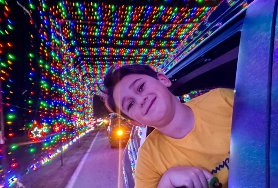 Photo of child at light display - What's open on Christmas Day in CT