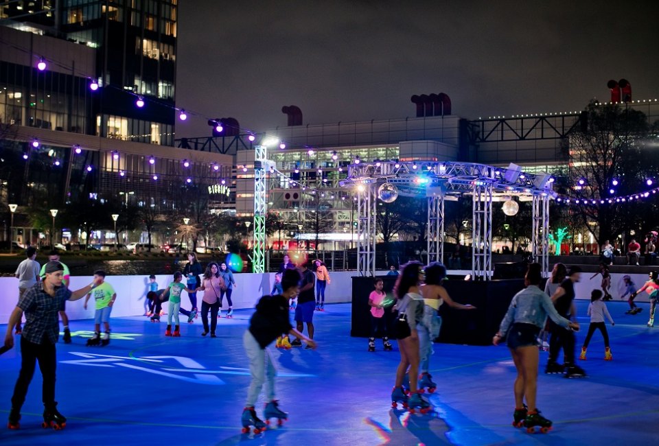 Roll into the weekend at Discovery Green's outdoor rolling rink. Photo courtesy of Morris Malakoff.